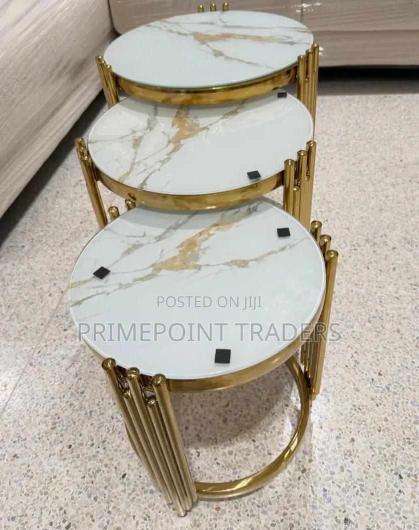 Premium 3-in-1 Pure Marble Coffee & Side Table Set