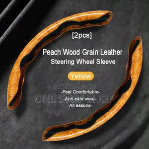 Peach Wood Grain Steering Wheel Sleeve 2pc