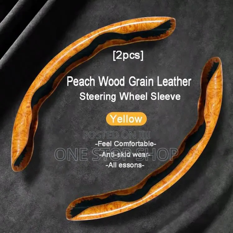 Peach Wood Grain Steering Wheel Sleeve 2pc