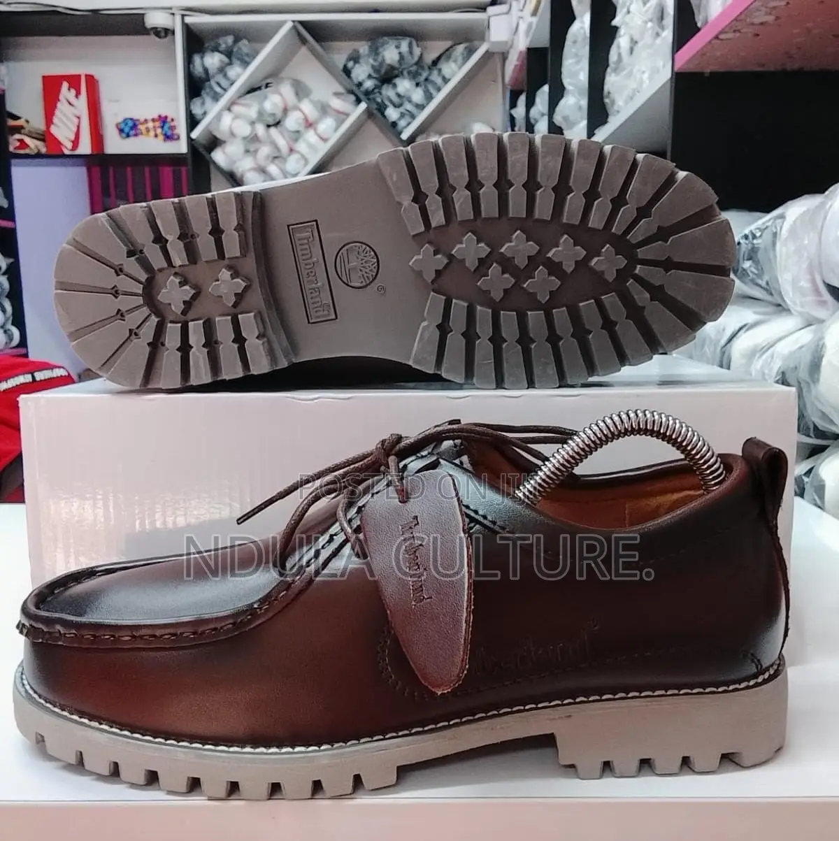 Brown Leather Moc-Toe Casual Shoes
