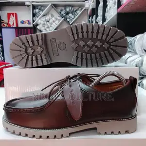 Brown Leather Moc-Toe Casual Shoes