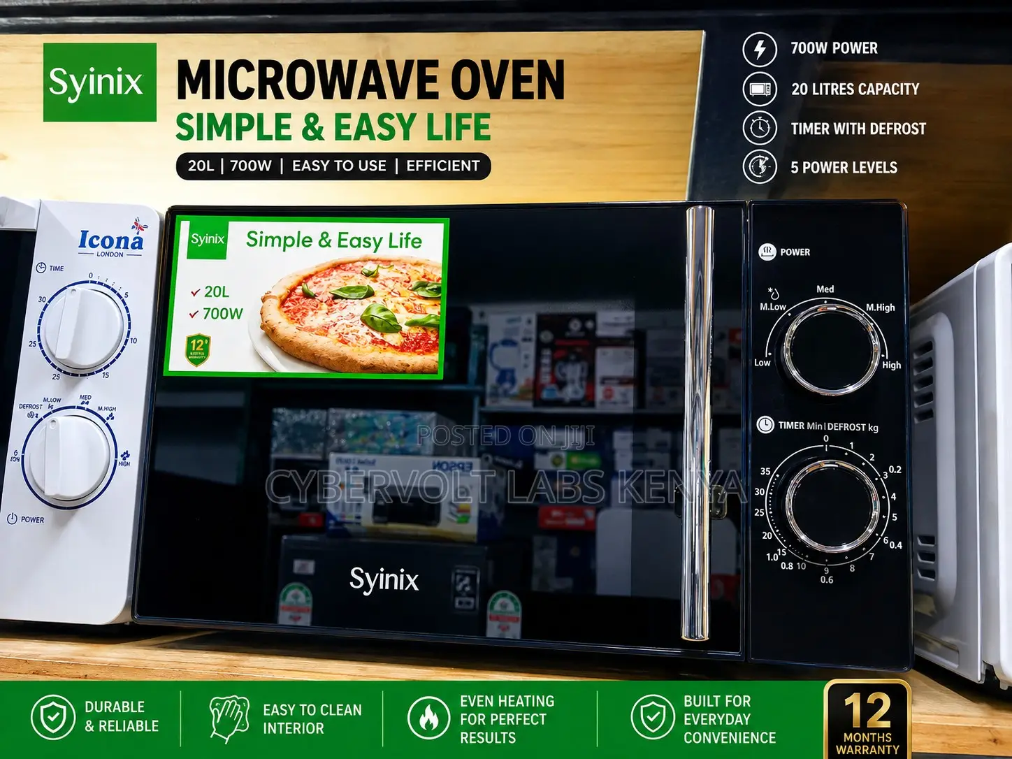 Syinix Microwave Oven 20L 700W With Timer and Defrost