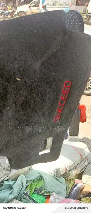 Black Embroidered Red Letter Succeed Cars Dash Mat