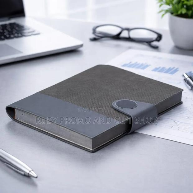 Executive Button Leather Cover A5 Notebooks - thumbnail 2