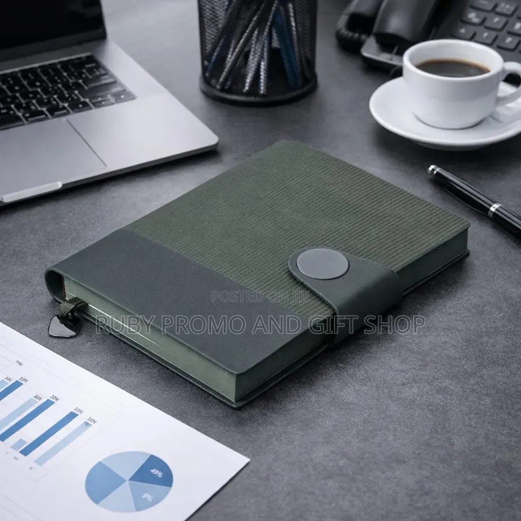 Executive Button Leather Cover A5 Notebooks