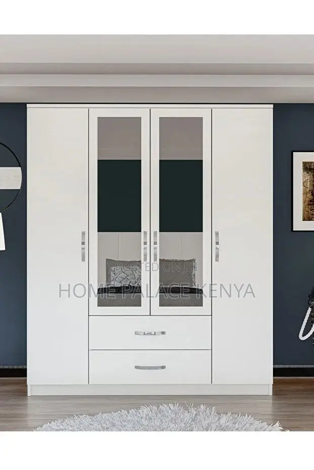 Home Wardrobe;4 Door Bedroom Wardrobe With Mirror and Spacious Storage
