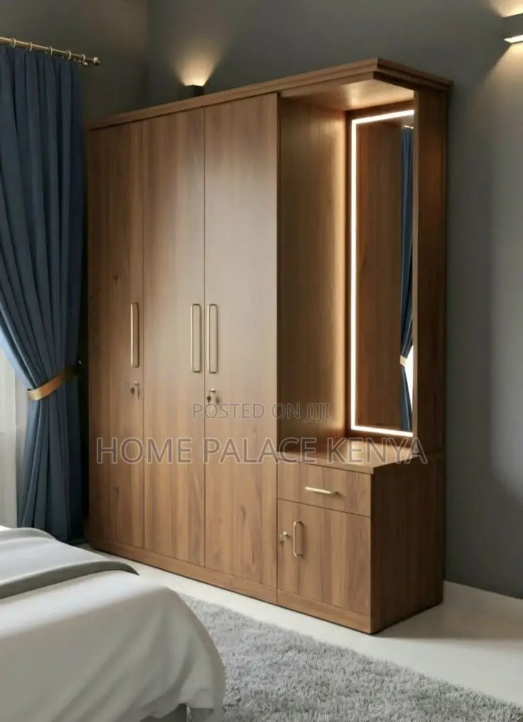 Home Wardrobe;4 Door Bedroom Wardrobe With Mirror and Spacious Storage
