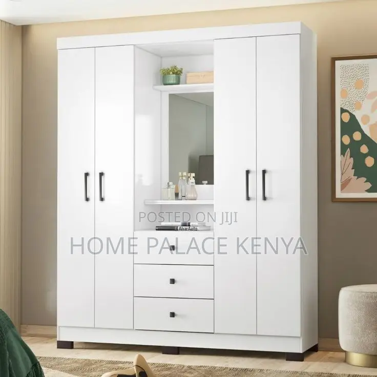Home Wardrobe;4 Door Bedroom Wardrobe With Mirror and Spacious Storage