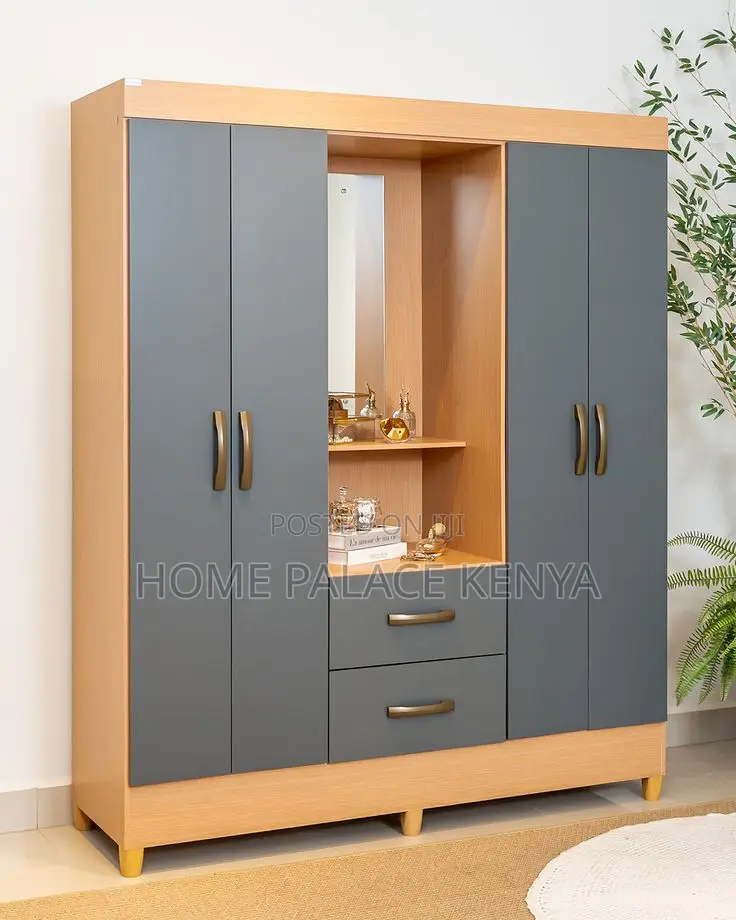 Home Wardrobe;4 Door Bedroom Wardrobe With Mirror and Spacious Storage