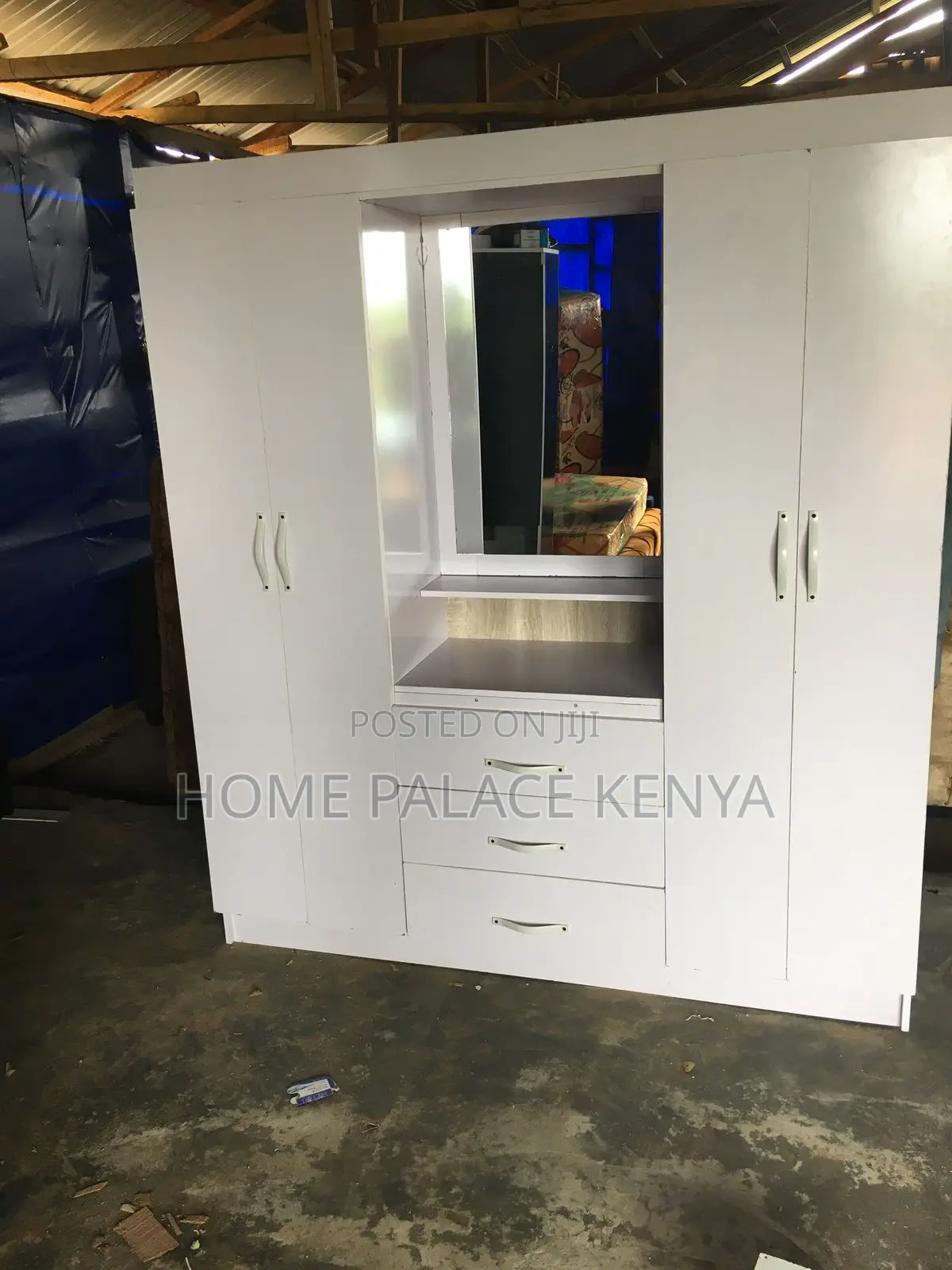 Home Wardrobe;4 Door Bedroom Wardrobe With Mirror and Spacious Storage