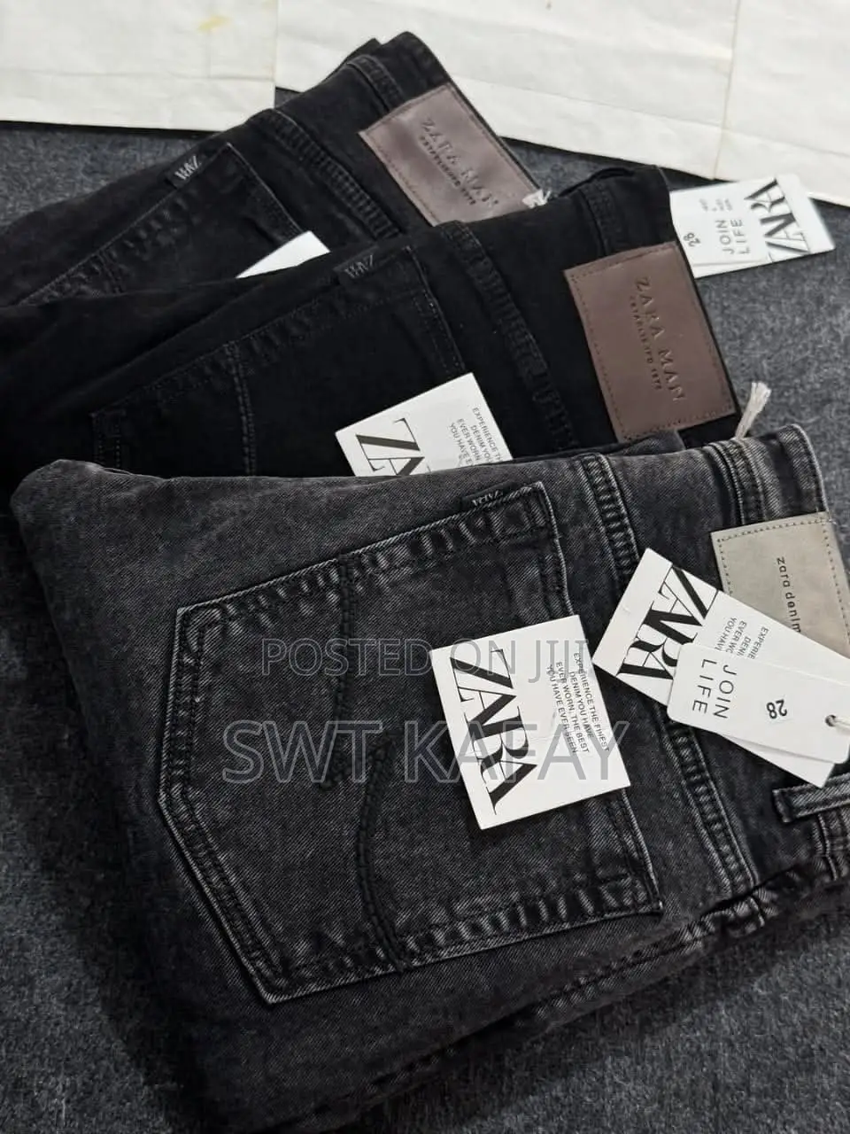 Zara Man Wide Leg Jeans Black Size 34-42= Brand New