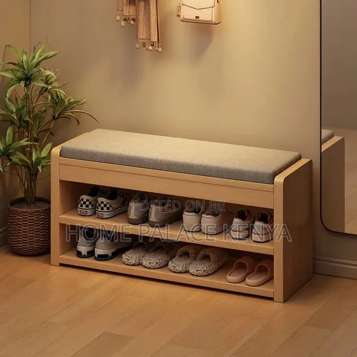 Shoe Rack; Contemporary Wooden Shoe Rack With Cabinet Storage