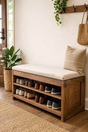 Shoe Rack; Contemporary Wooden Shoe Rack With Cabinet Storage