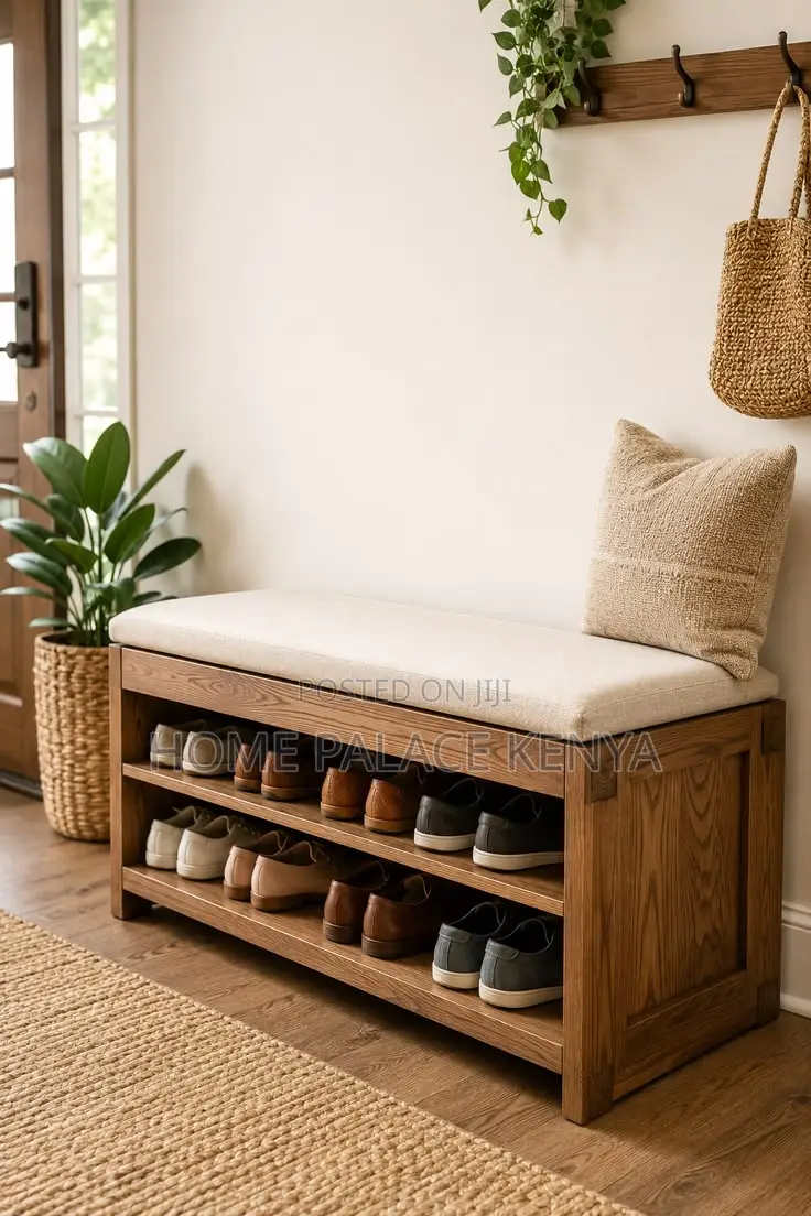 Shoe Rack; Contemporary Wooden Shoe Rack With Cabinet Storage