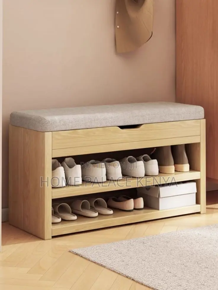 Shoe Rack; Contemporary Wooden Shoe Rack With Cabinet Storage