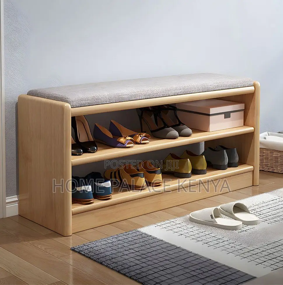 Shoe Rack; Contemporary Wooden Shoe Rack With Cabinet Storage