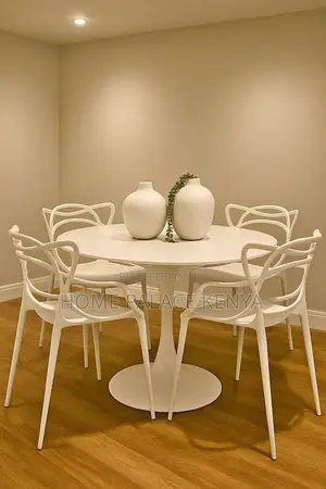 Garden Set; Luxury Round Marble Dining Table and 4 Heavy Duty Chairs