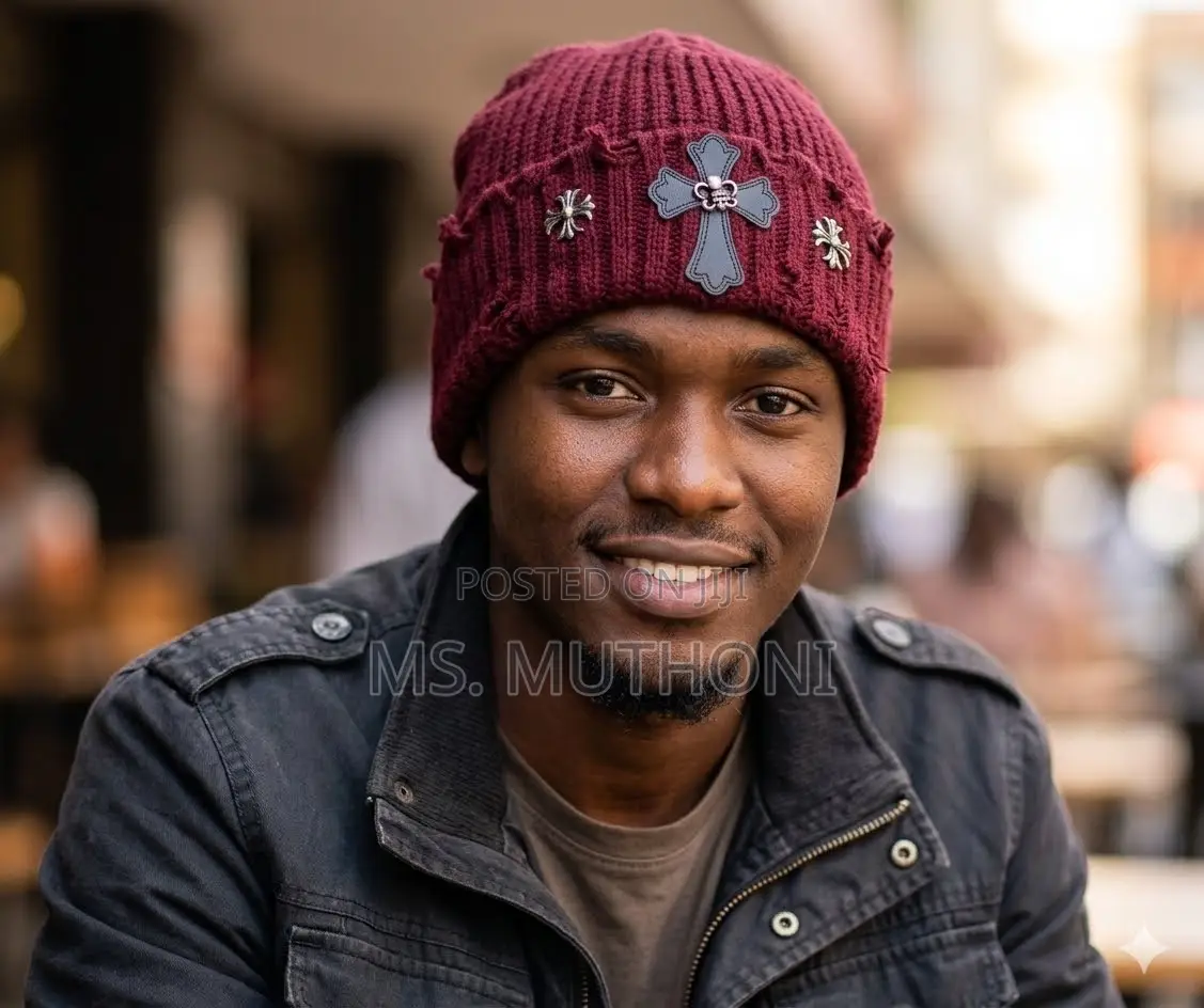 Ribbed , Distressed  Chrome Hearts Beanie