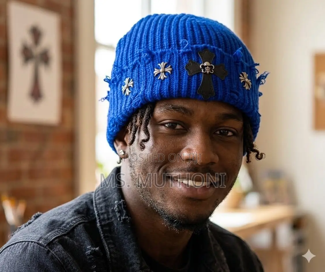 Ribbed , Distressed  Chrome Hearts Beanie
