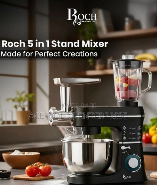 5 in 1 Roch Multifunctional Stand Mixer - 1400watts Stainless Bowl