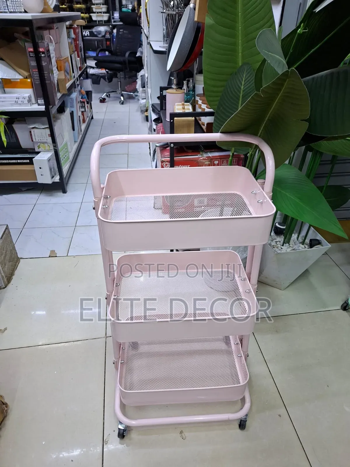 3-Tier Metal Rolling Kitchen Storage Trolley With Wheels