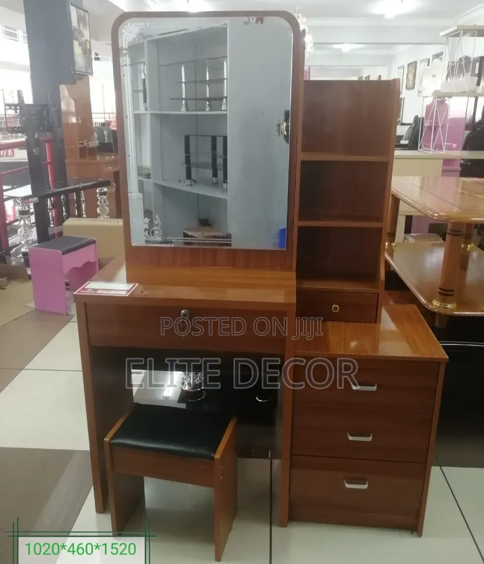 Modern White Dressing Table With Sliding Mirror & Storage