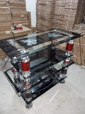 Multi-Tier Glass Coffee Table – Modern Red & Chrome Design