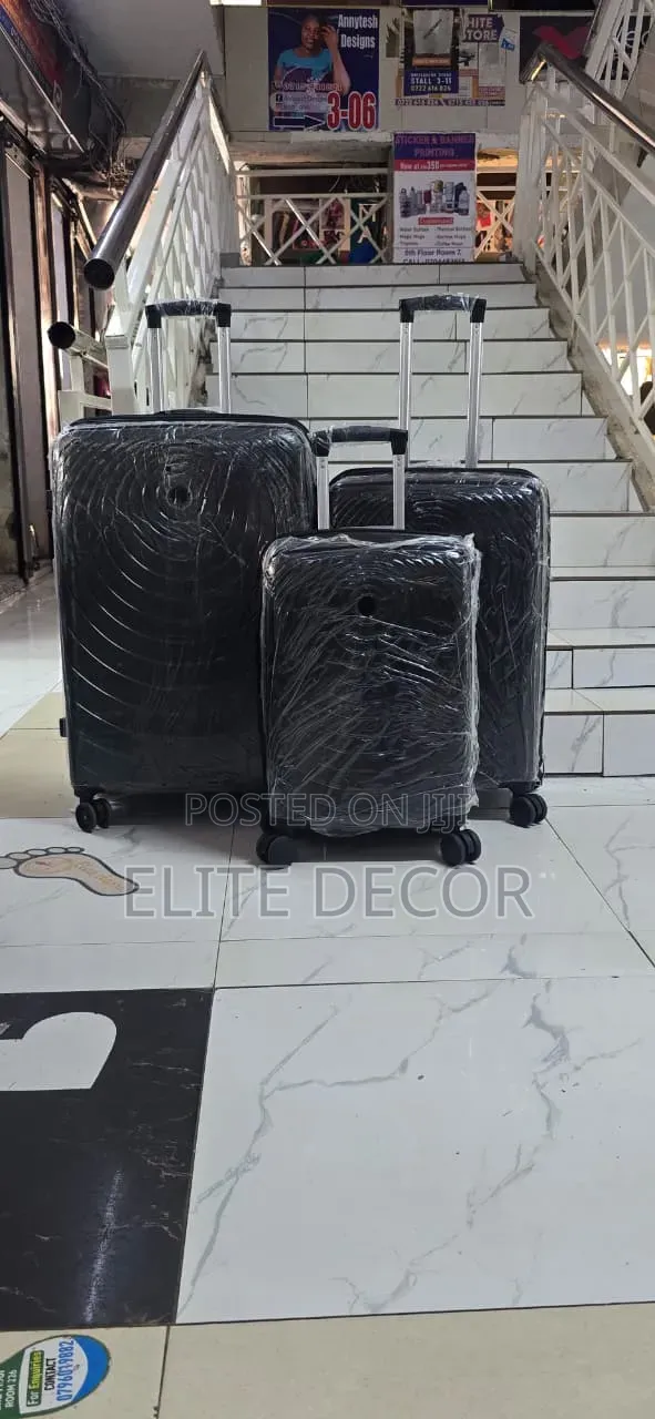3-Piece Unbreakable Rubber Suitcase Set – 360° Spinner Wheels