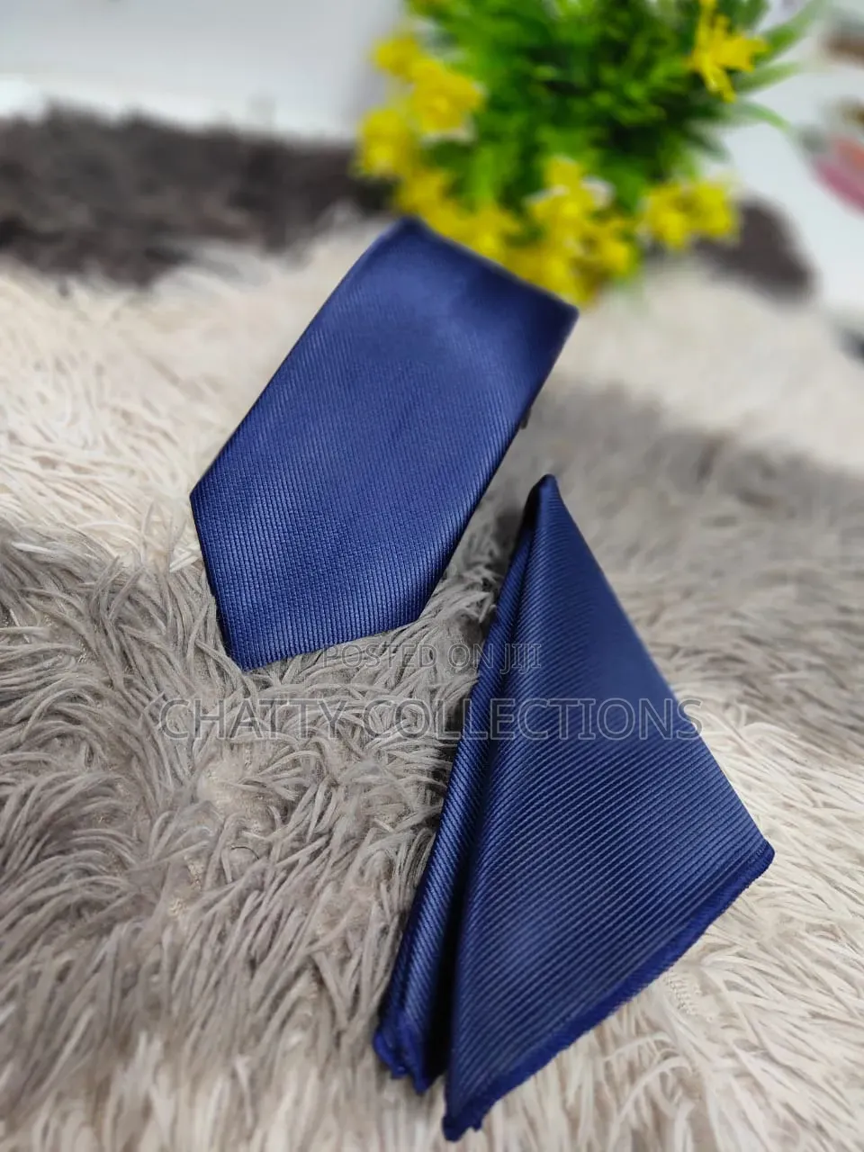 Navy Blue Unisex Quality Tie With Matching Pocket Square