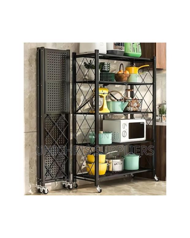 Big Size Foldable Kitchen Rack With Wheels