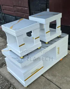 COFFEE TABLE  With Glass/Marble Topping With 2 Stools
