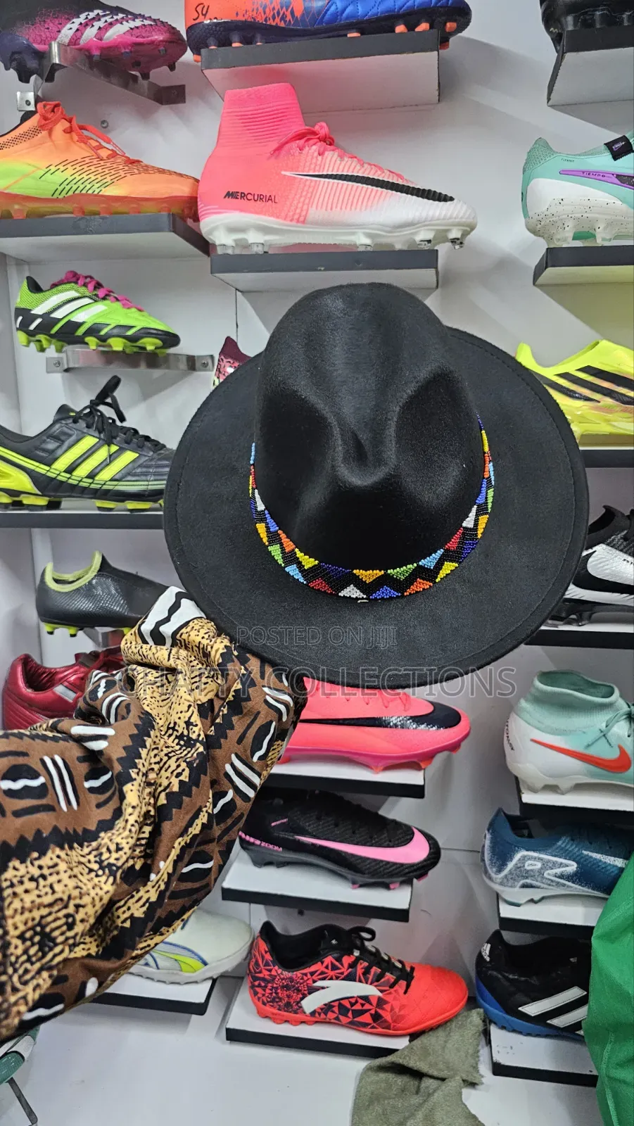 Unisex Black Beaded Fedora Hats