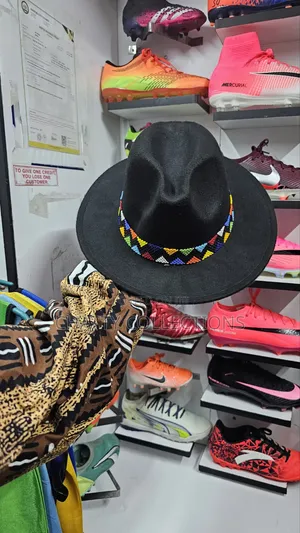 Unisex Black Beaded Fedora Hats