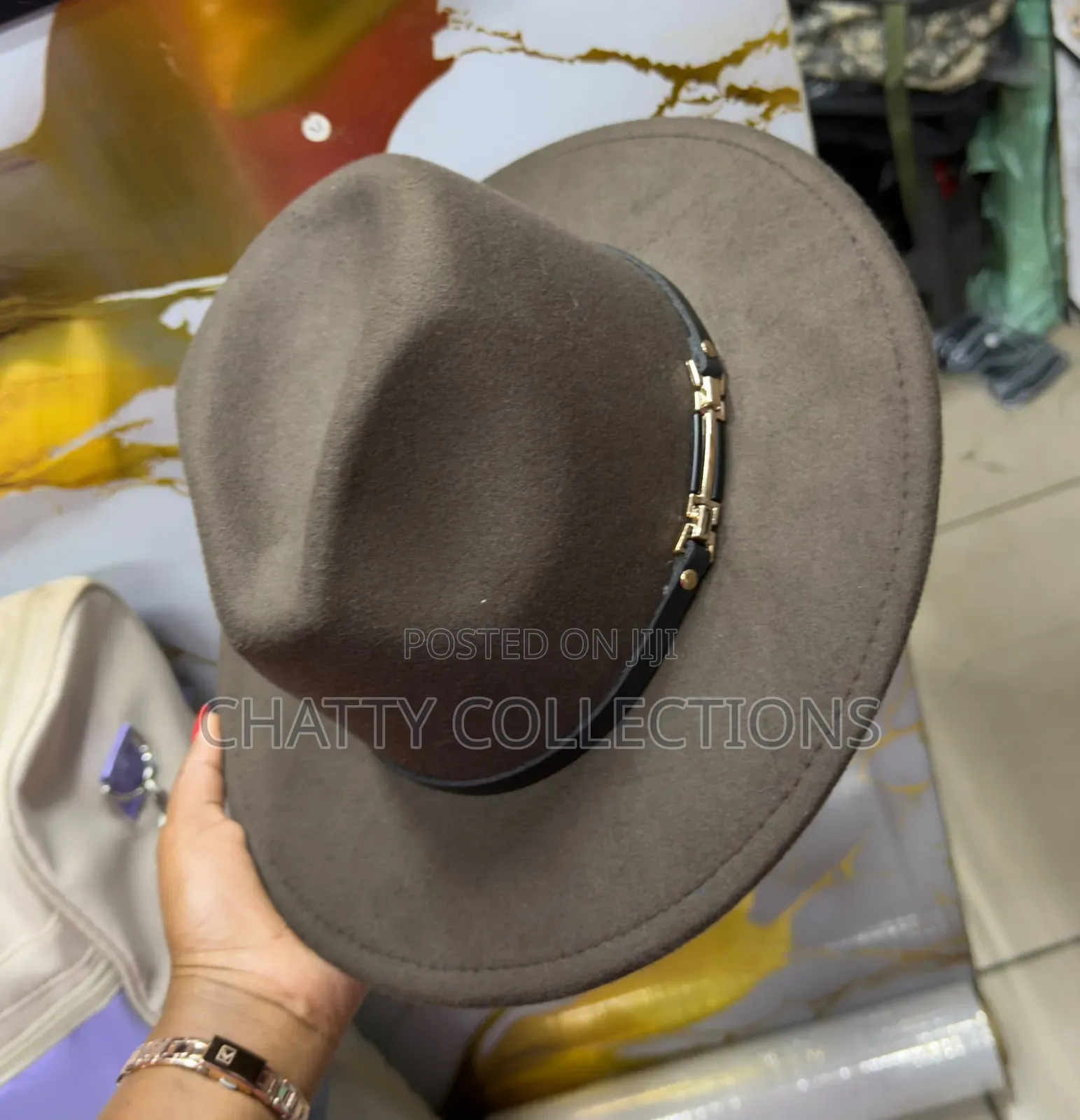 Dark Brown Unisex Wide Brim Fedora Hats With Black Ribbon