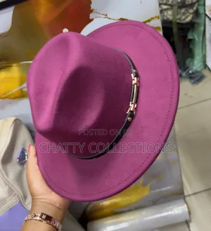 Maroon Unisex Wide Brim Fedora Hats