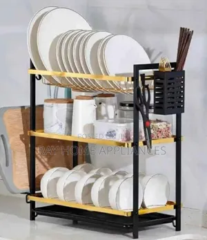 3 Tier Dishrack-Black and Gold
