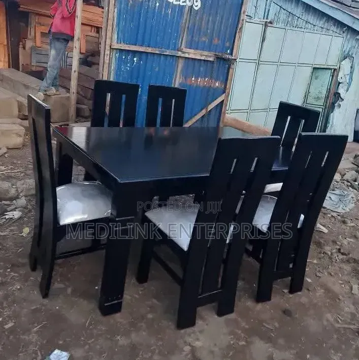Futon Durable Solid Chairs 6 Seater Dinning Table Set