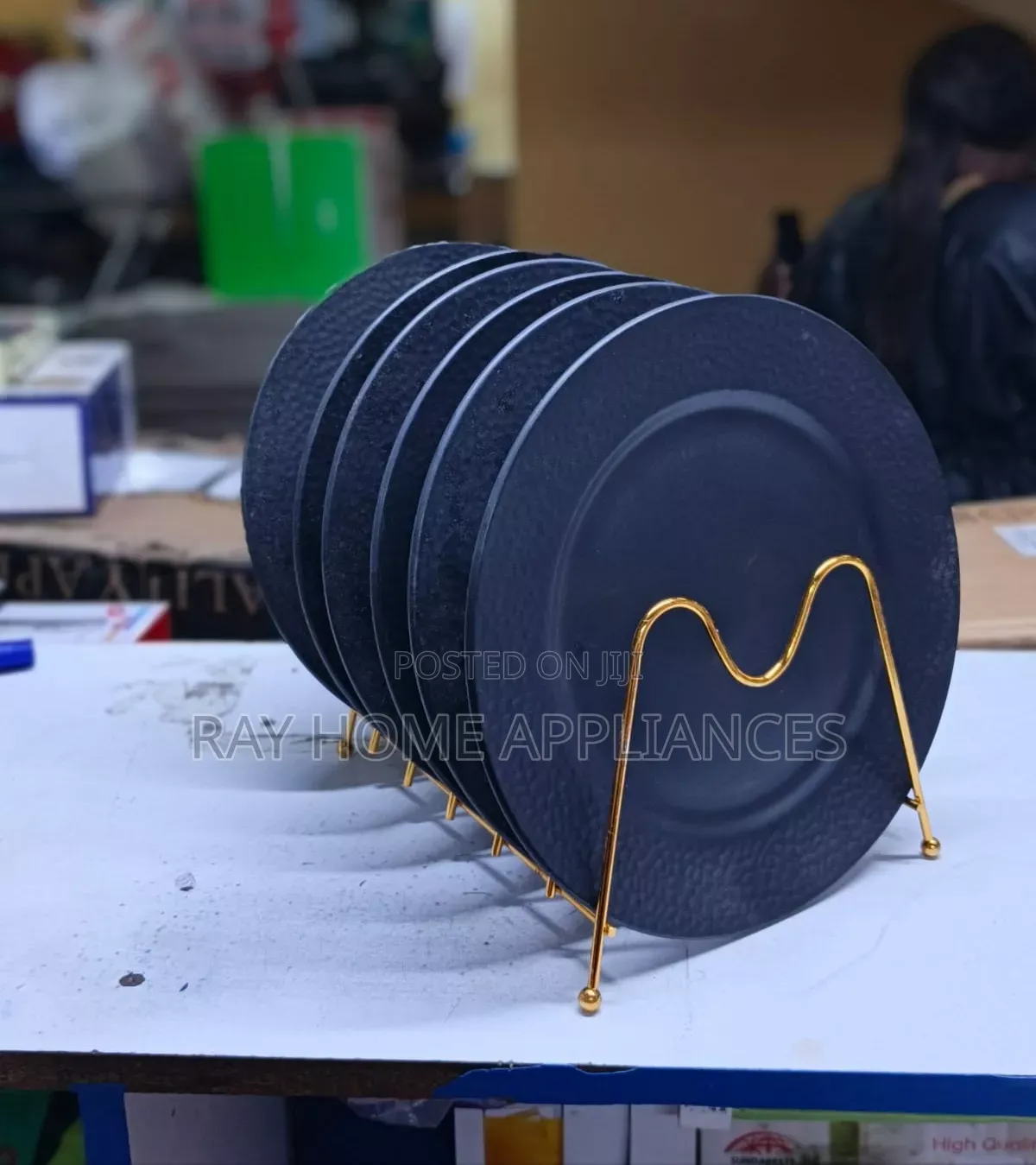 High Quality Black Ceramic Plates 6 Pieces