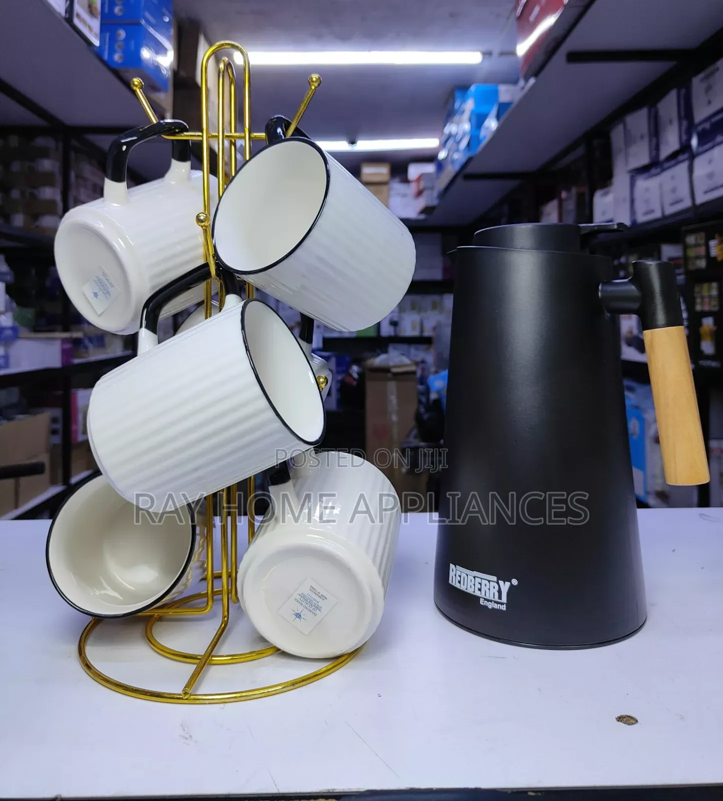 7pieces BREAKFAST SET 1L Redberry Flask 6pcs Japanese Mugs