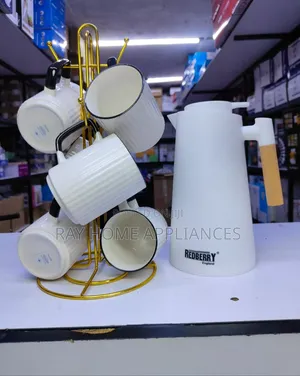 7pieces BREAKFAST SET 1L Redberry Flask 6pcs Japanese Mugs