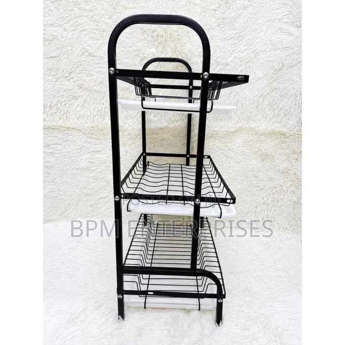 Heavy Duty 3-Tier Dish Rack – Kitchen Organizer & Drying Stand (Black