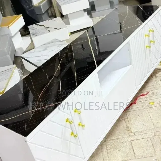 Executive Box TV Stand With Marble Top