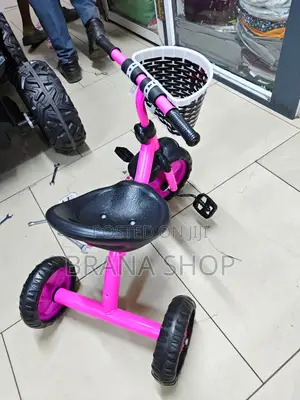 Pink and Black Toddler Tricycle, Heavy-Duty Plastic Wheels