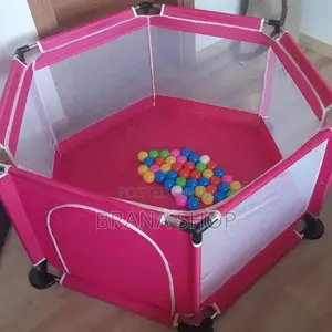 Hexagonal Pink Baby Playpen and Ball Pit