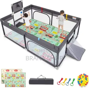 Grey Child Safety Fence Playpen