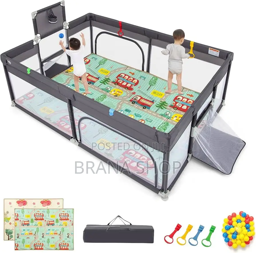 Grey Child Safety Fence Playpen