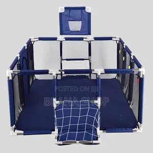 Royal Blue Child Safety Fence Playpen With Ball Pit & Basketball Net