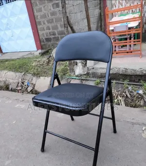 Black Leather Foldable Chairs