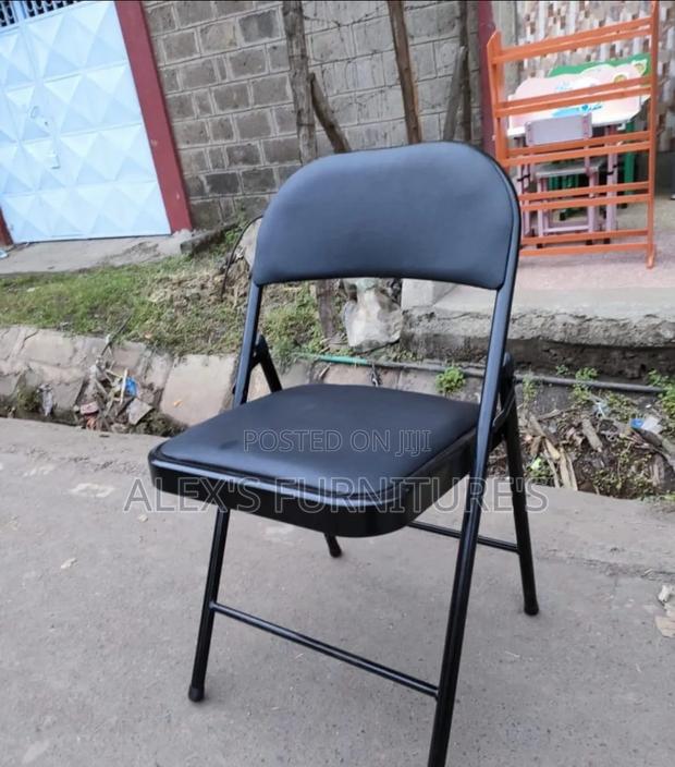 Black Leather Foldable Chairs - thumbnail 2