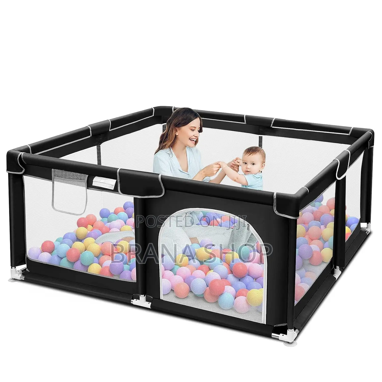 Black Child Safety Fence Playpen With Ball Pit